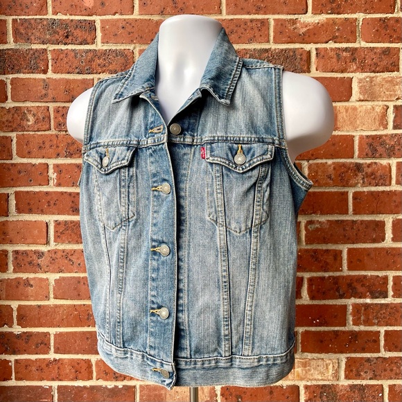 Levi Strauss Levi’s Blue Jean Denim Vest Medium Classic Rock Cotton - Picture 11 of 13